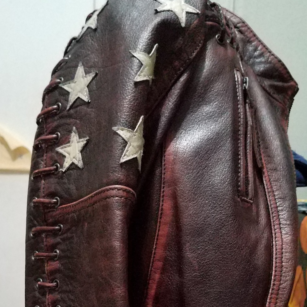 Black Rivet  leather  jacket - Picture 3 of 8